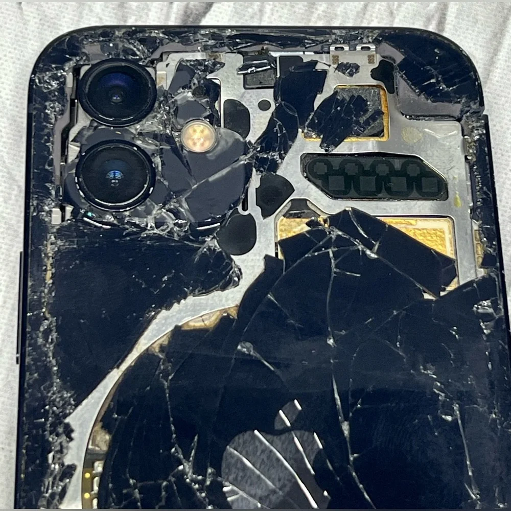 For Parts As-Is Apple iPhone 12 A2172 128GB Black - Broken Screen And Back